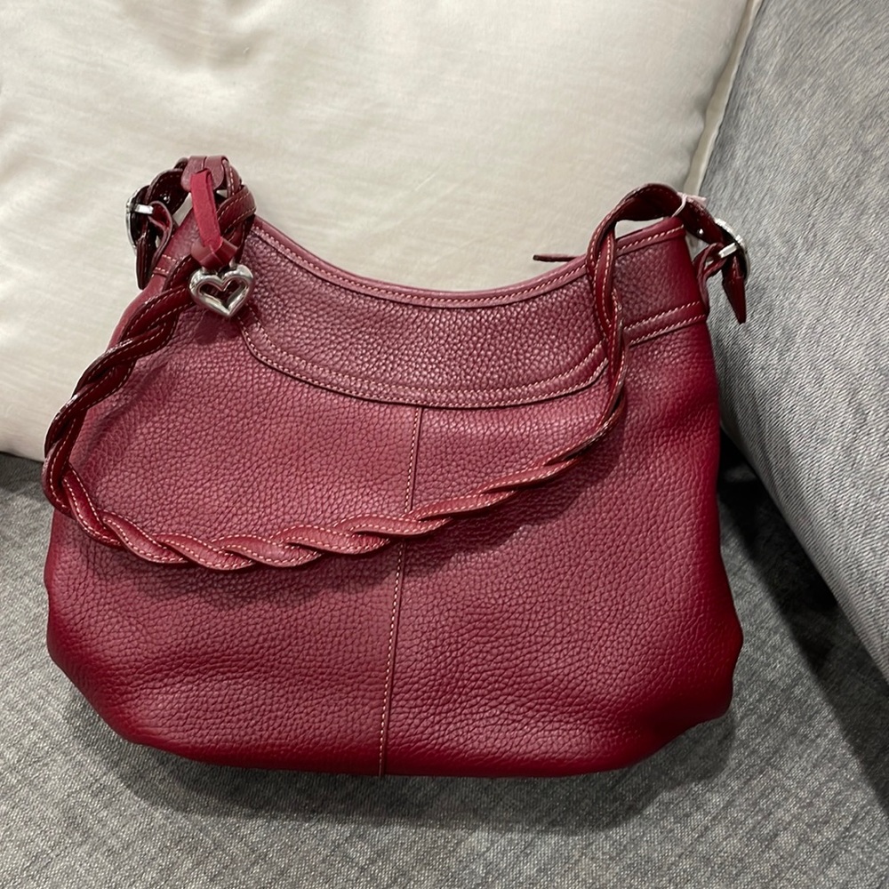 NEW Beautiful vintage new with tags textured  red leather Brighton Cameron bag